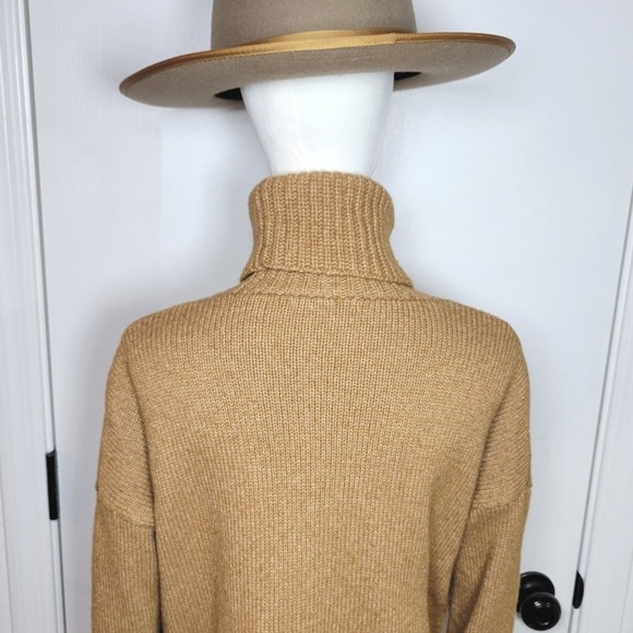 Madewell Merino Wool Blend Turtleneck Sweater Sadler Style Size Small Camel - Picture 12 of 12